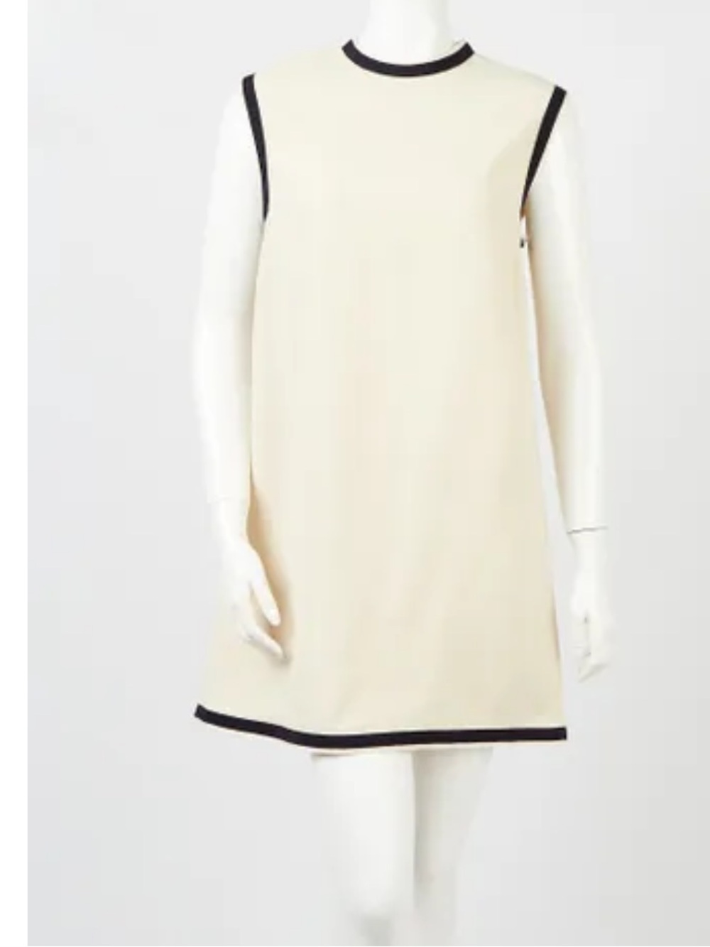 RALPH LAUREN VTG SILK WOVEN MINI DRESS IVORY BLACK TRIM ELEGANT TIMELESS Sm New